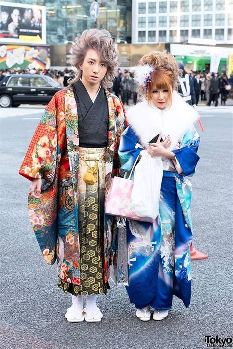 [Shibuya street fashion on Coming of Age Day in 2014] | Japanese street fashion, Pretty kimonos ...