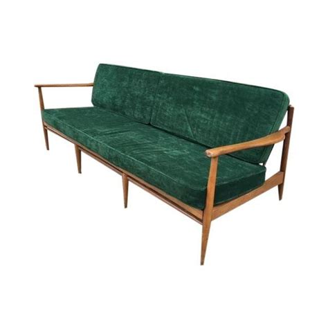 1960's Green Velvet Mid Century Sofa | Mid century velvet sofa, Mid ...