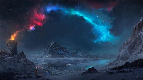 Night Sky Fantasy Landscape HD Wallpaper by Max Suleimanov