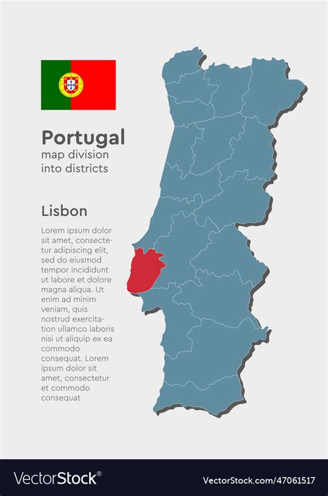 Map portugal and district lisbon Royalty Free Vector Image