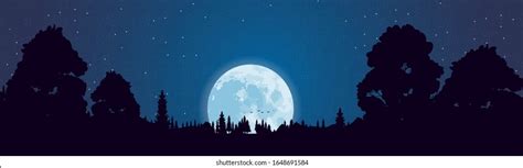 Moonrise Panama Night Behind Forests: เวกเตอร์สต็อก (ปลอดค่าลิขสิทธิ์ ...