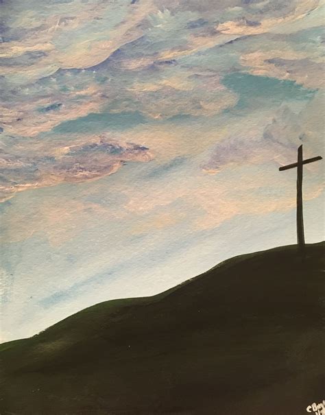 Landscape sunset Christian cross art painting | Cross art painting, Cross paintings, Cross art