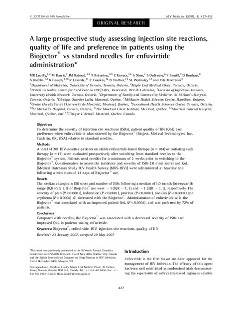 (PDF) A large prospective study assessing injection site reactions, quality of life and ...