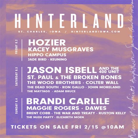 Hinterland Music Festival Announces 2019 Lineup Featuring Brandi Carlile, Maggie Rogers and ...