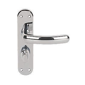 Serozzetta Shape Fire Rated LoB Latch Door Handles Pair Polished Chrome | Bathroom Door Handles ...