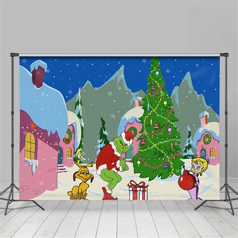 Sweet Lovely Cartoon Grinch Whoville Backdrop in 2023 | Photo backdrop christmas, Christmas ...