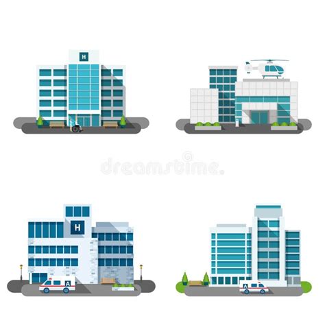 Hospital Building Set stock vector. Illustration of decorative - 210052802