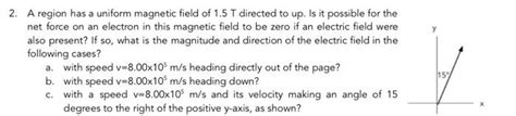 Solved 2. A region has a uniform magnetic field of 1.5 T | Chegg.com