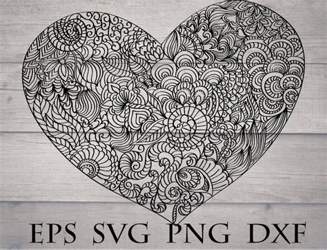 Heart svg mandala svg valentine svg intricate svg cricut | Etsy