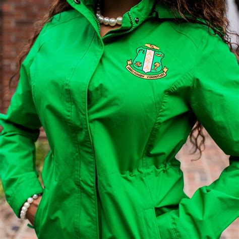 Logan Jacket | Fashionably Greek | Aka jacket, Pink and green dress, Alpha kappa alpha jackets