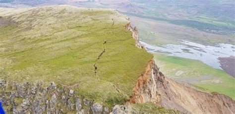 Large Fissure Forms on Landslide Site