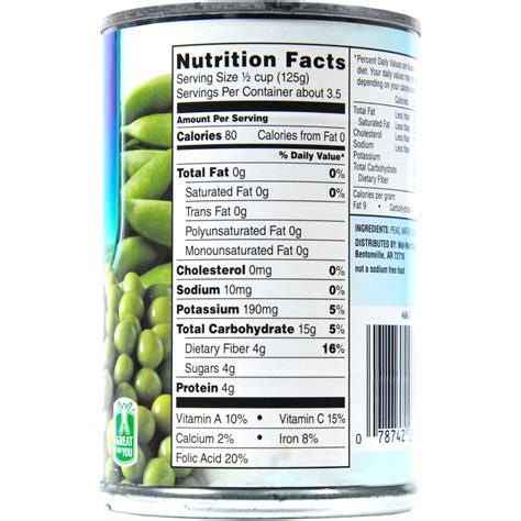 canned green beans nutrition label