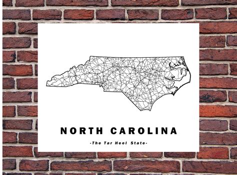 North Carolina Map Art, Map Print, Road Map, Digital Download, State ...