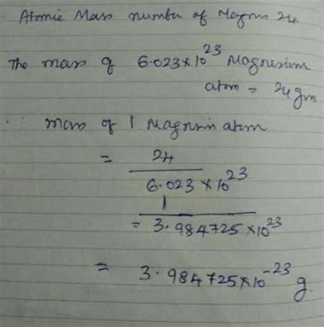 calculate the mass of magnesium atom in grams - Brainly.in