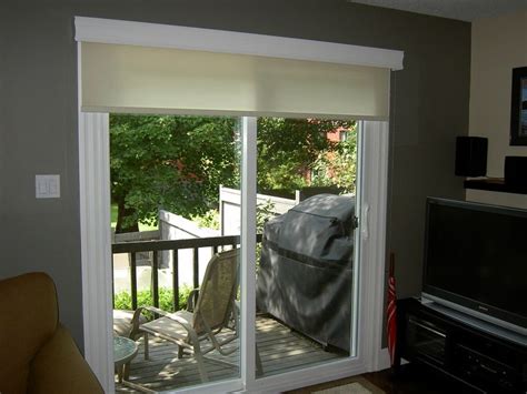 Roller Shade on Patio Door - Custom Wood Valance