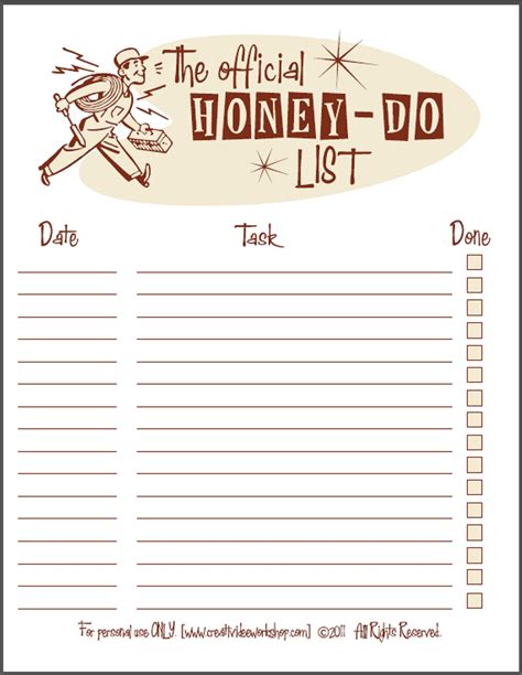 Printable Honey Do List - HONEYSJ