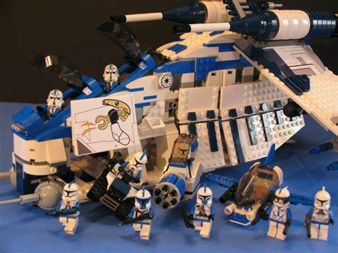 LEGO® Brick STAR WARS Custom CLONE WARS 501st LEGION BLUE REPUBLIC GUNSHIP +figs | eBay