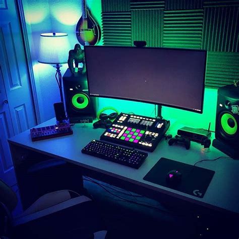 A clean studio with Rokits and an ultra wide screen for producing. By @mystproductions ...