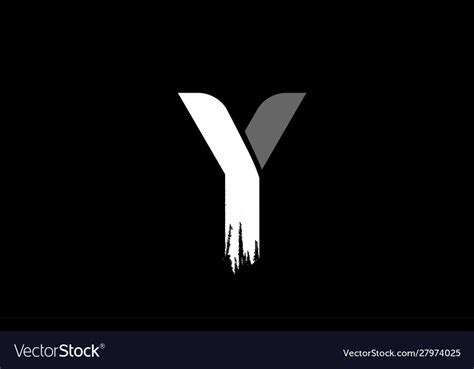 Black background and white letter y grunge Vector Image