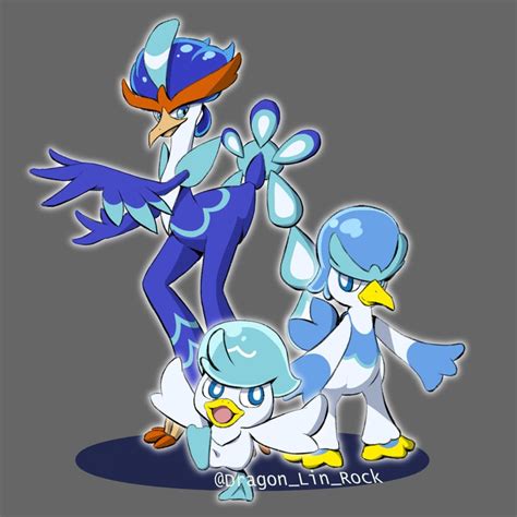 quaxly, quaquaval, and quaxwell (pokemon) drawn by dragon_lin_rock ...