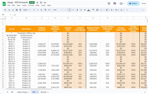 Vergo AI | Free Construction WIP Schedule Excel Template