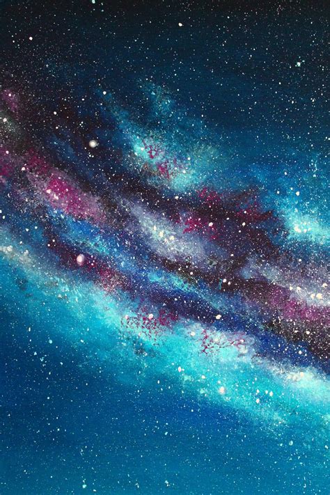 Starry night sky Milky way painting on canvas Christmas gift | Etsy