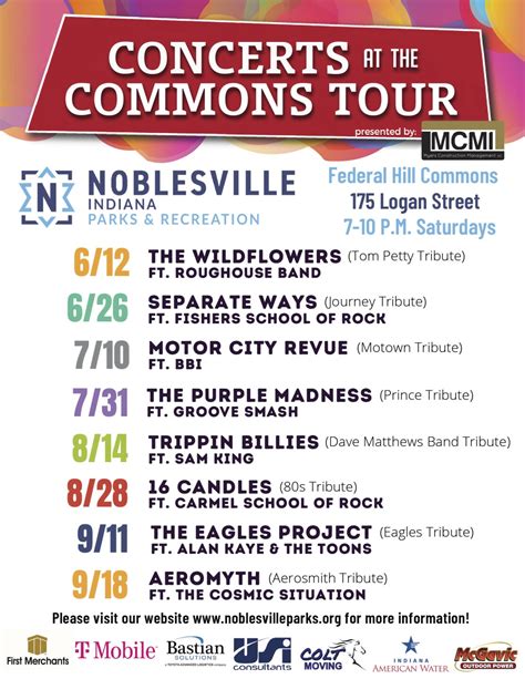 Noblesville Parks and Recreation announces 2021 Concert at the Commons Schedule