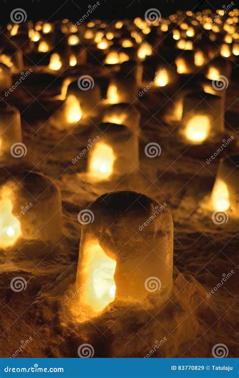 Kamakura Snow Lanterns at a Festival in Yokote, Akita, Japan Stock Image - Image of lamp, frosty ...