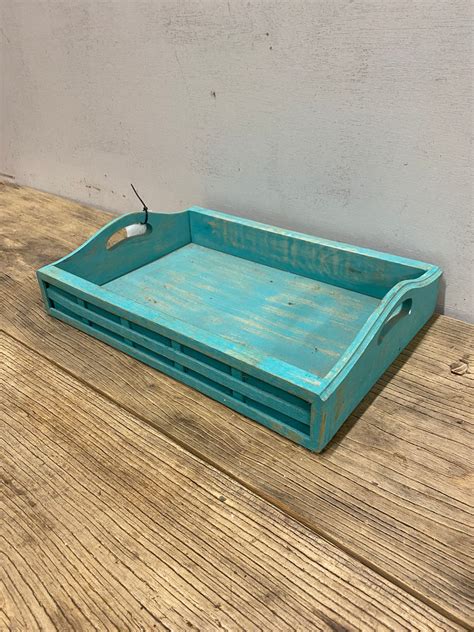 Blue wooden tray – Burgess Reclamation