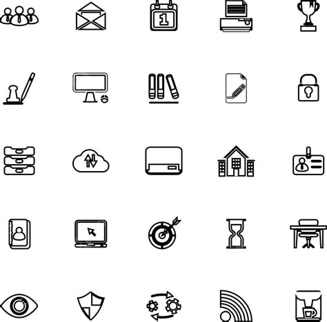 Business Management Line Icons On White Background Discussion Design ...