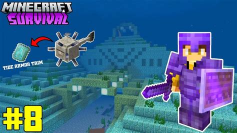 RAIDING a OCEAN MONUMENT for TIDE ARMOR TRIM in Minecraft Survival #8 - YouTube