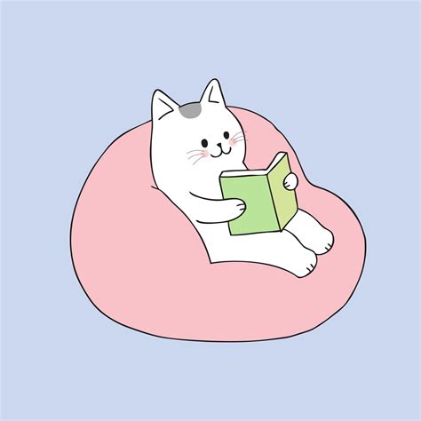 Cartoon cute cat reading on sofa vector. 622943 Vector Art at Vecteezy