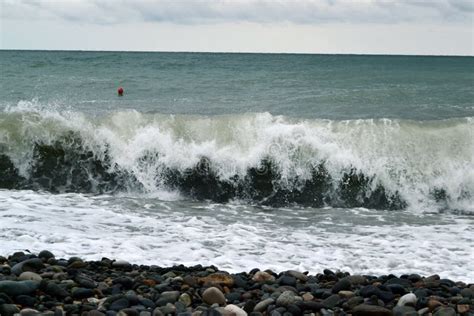 Breaking Powerful Waves at Rising Storm Stock Photo - Image of coastal, aqua: 122912630