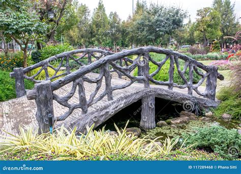 Concrete Arched Bridge in the Park Look Like Wooden Bridge,Cement Bridge Stock Photo - Image of ...