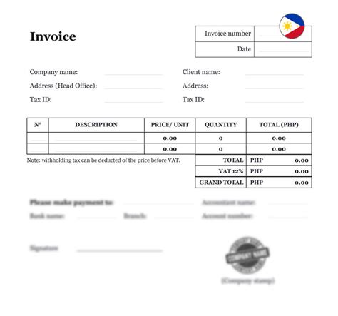 Invoice Form in Philippines | Download Word Document (.doc)