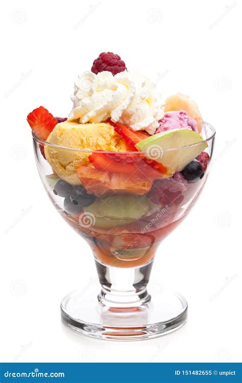 Ice Cream Menu - Fruit Salad with Whipped Cream Stock Image - Image of ...