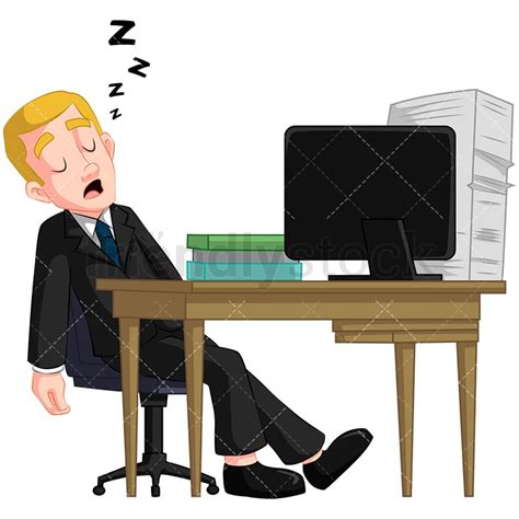 Businessman Sleeping At Work Cartoon Vector Clipart - FriendlyStock