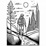 Hiker Coloring Page · Creative Fabrica sketch template