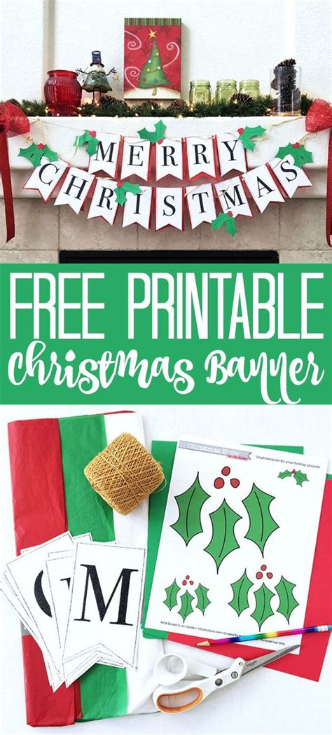 DIY Christmas Banner with Free Printable | Christmas banners, Merry ...