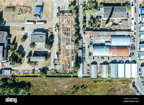 industrial zone from above. aerial view of industrial buildings Stock Photo - Alamy