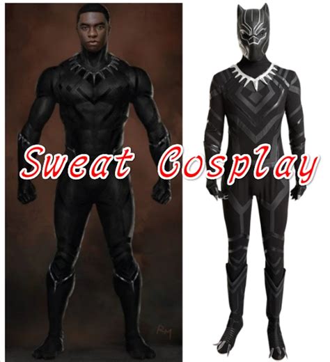 2016 High Quality Black Panther Costume Captain America Civil War Black ...