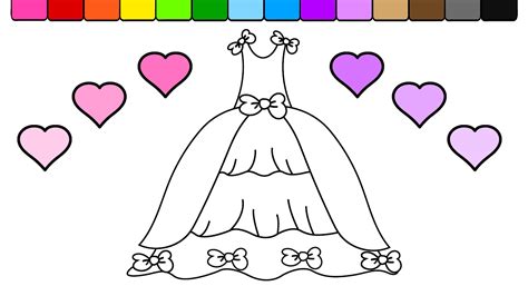 Learn to Color for Kids and Color this Pretty Princess Dress Coloring Page - YouTube