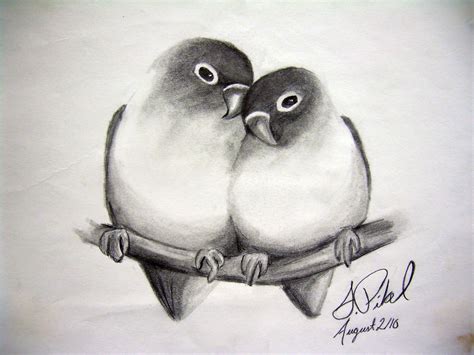 Love Birds | Dessin croquis crayon, Dessin oiseau, Dessin noir et blanc