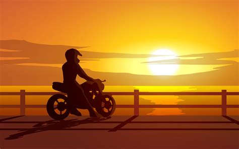 Ocean view sunset with biker in silhouette 7740233 Vector Art at Vecteezy