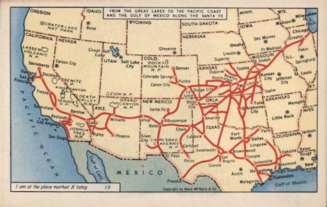 Map of the Santa Fe Railway Maps Postcard