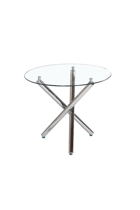Dining Tables & Chairs | Tempered Glass Crossover Round Dining Table ...