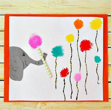 Horton the Elephant & His Clover Cotton Ball Painting