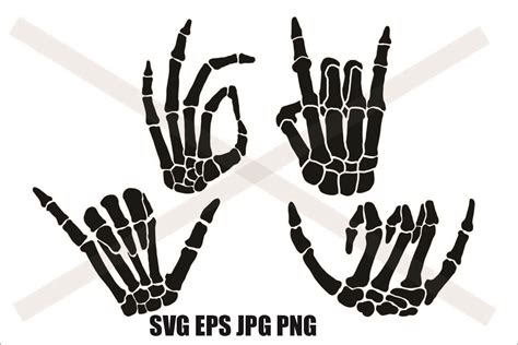 Skeleton Hand Silhouette- SVG-EPS-JPG-PNG (403108) | Illustrations | Design Bundles