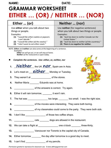 English Grammar Exercises Worksheets