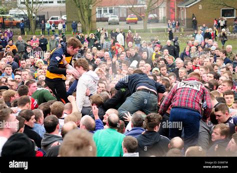 Ashbourne,Derbyshire.Shrovetide Ancient Football 2013 Stock Photo - Alamy